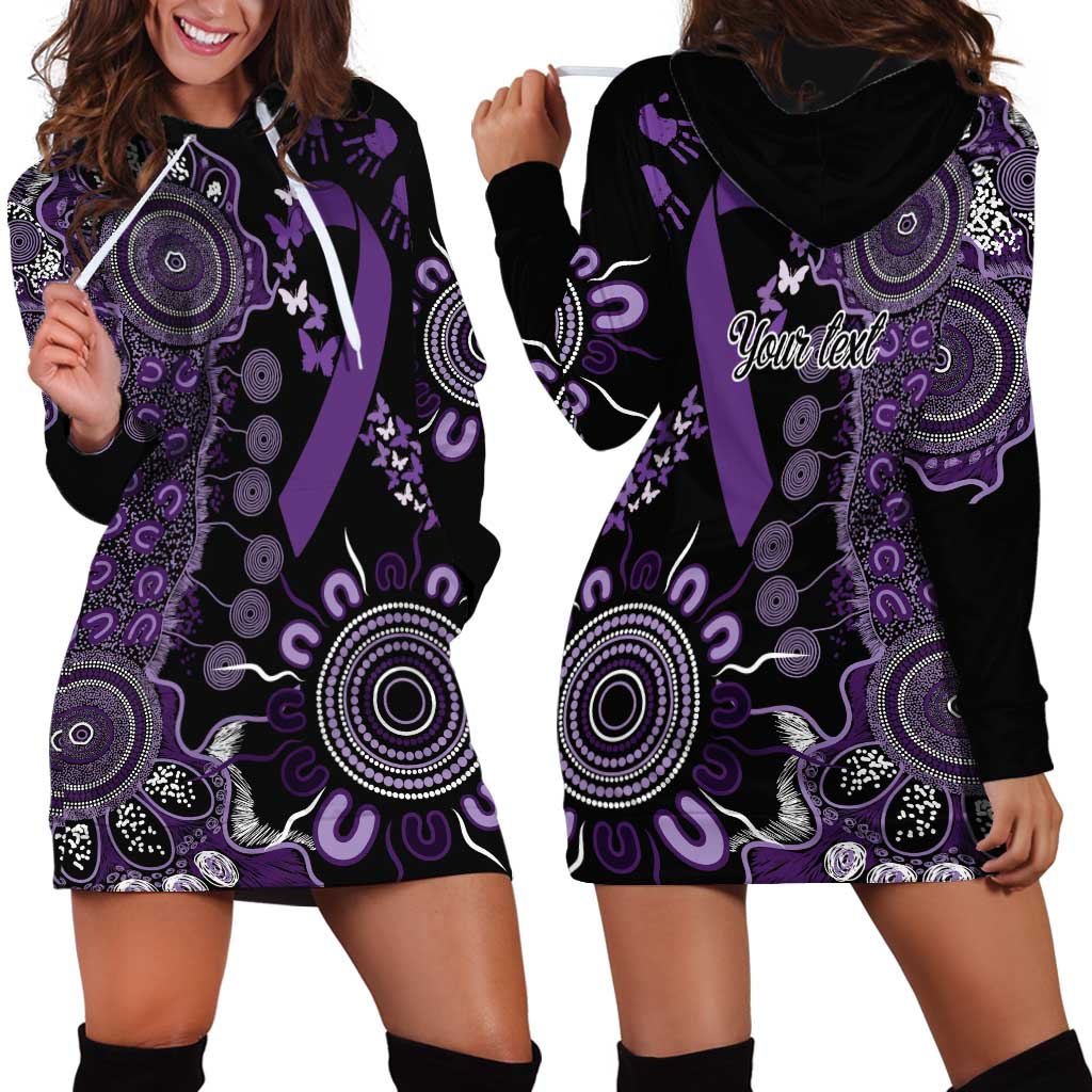 Memories Matter Alzheimers Awareness Personalised Hoodie Dress Aboriginal Ribbon Dot Painting