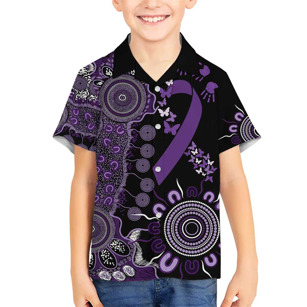 Memories Matter Alzheimers Awareness Personalised Kid Hawaiian Shirt Aboriginal Ribbon Dot Painting