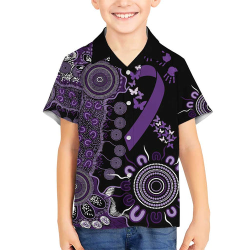 Memories Matter Alzheimers Awareness Personalised Kid Hawaiian Shirt Aboriginal Ribbon Dot Painting