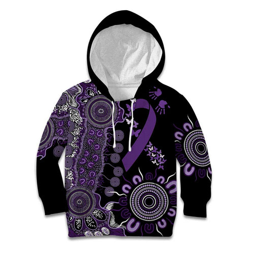 Memories Matter Alzheimers Awareness Personalised Kid Hoodie Aboriginal Ribbon Dot Painting