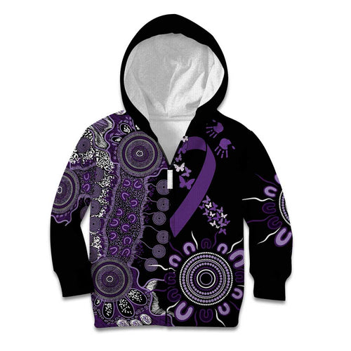 Memories Matter Alzheimers Awareness Personalised Kid Hoodie Aboriginal Ribbon Dot Painting