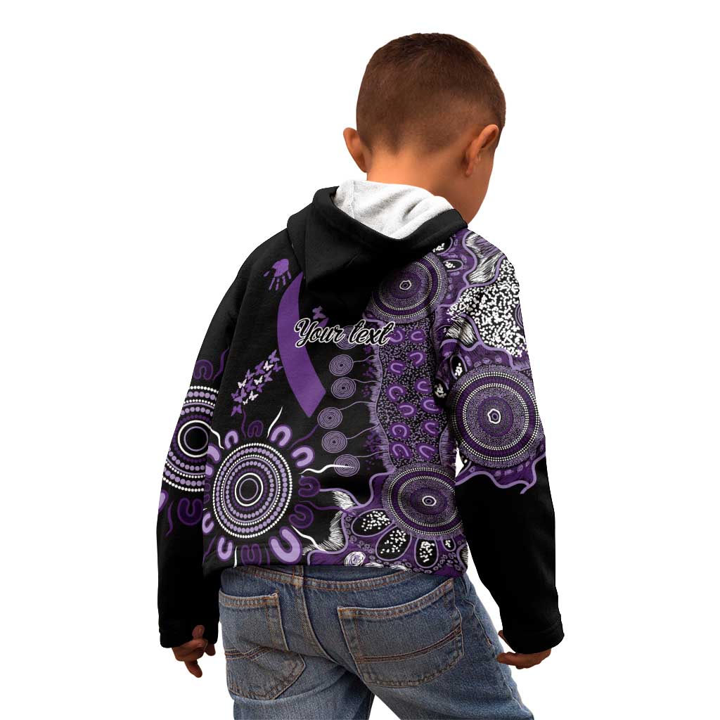 Memories Matter Alzheimers Awareness Personalised Kid Hoodie Aboriginal Ribbon Dot Painting
