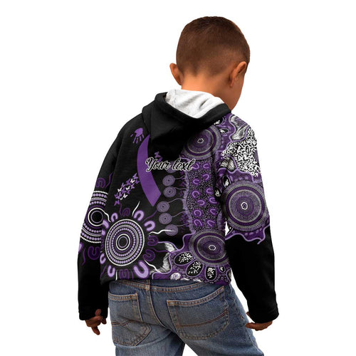Memories Matter Alzheimers Awareness Personalised Kid Hoodie Aboriginal Ribbon Dot Painting
