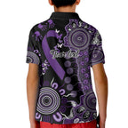 Memories Matter Alzheimers Awareness Personalised Kid Polo Shirt Aboriginal Ribbon Dot Painting