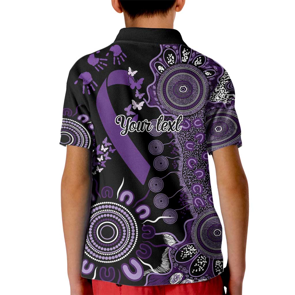 Memories Matter Alzheimers Awareness Personalised Kid Polo Shirt Aboriginal Ribbon Dot Painting