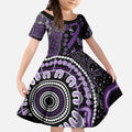 Memories Matter Alzheimers Awareness Personalised Kid Short Sleeve Dress Aboriginal Ribbon Dot Painting