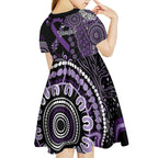 Memories Matter Alzheimers Awareness Personalised Kid Short Sleeve Dress Aboriginal Ribbon Dot Painting