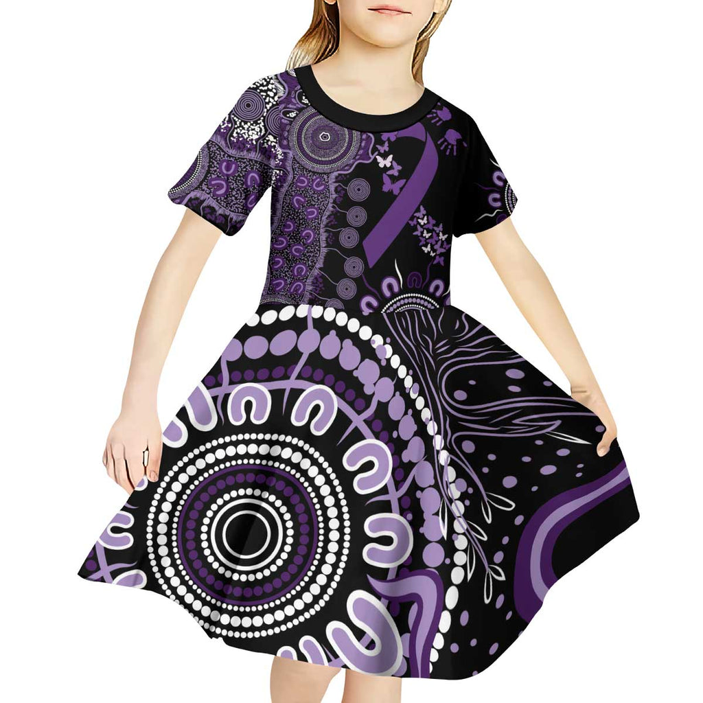 Memories Matter Alzheimers Awareness Personalised Kid Short Sleeve Dress Aboriginal Ribbon Dot Painting