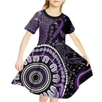 Memories Matter Alzheimers Awareness Personalised Kid Short Sleeve Dress Aboriginal Ribbon Dot Painting
