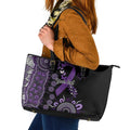 Memories Matter Alzheimers Awareness Personalised Leather Tote Bag Aboriginal Ribbon Dot Painting