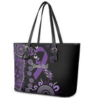 Memories Matter Alzheimers Awareness Personalised Leather Tote Bag Aboriginal Ribbon Dot Painting