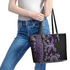 Memories Matter Alzheimers Awareness Personalised Leather Tote Bag Aboriginal Ribbon Dot Painting