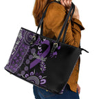Memories Matter Alzheimers Awareness Personalised Leather Tote Bag Aboriginal Ribbon Dot Painting