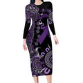 Memories Matter Alzheimers Awareness Personalised Long Sleeve Bodycon Dress Aboriginal Ribbon Dot Painting