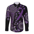 Memories Matter Alzheimers Awareness Personalised Long Sleeve Button Shirt Aboriginal Ribbon Dot Painting