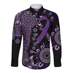 Memories Matter Alzheimers Awareness Personalised Long Sleeve Button Shirt Aboriginal Ribbon Dot Painting