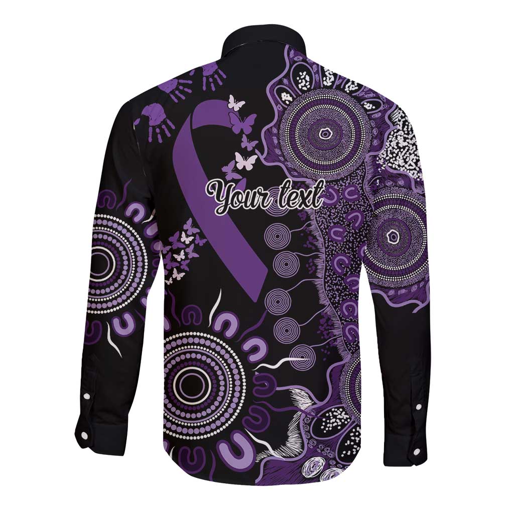 Memories Matter Alzheimers Awareness Personalised Long Sleeve Button Shirt Aboriginal Ribbon Dot Painting