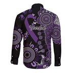 Memories Matter Alzheimers Awareness Personalised Long Sleeve Button Shirt Aboriginal Ribbon Dot Painting