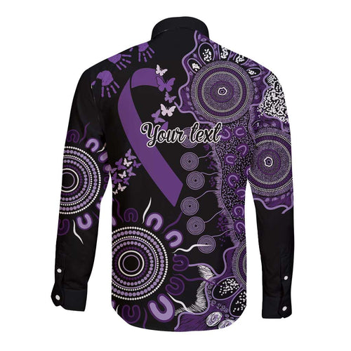 Memories Matter Alzheimers Awareness Personalised Long Sleeve Button Shirt Aboriginal Ribbon Dot Painting