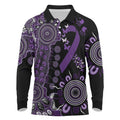Memories Matter Alzheimers Awareness Personalised Long Sleeve Polo Shirt Aboriginal Ribbon Dot Painting