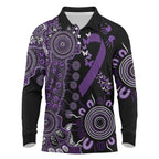 Memories Matter Alzheimers Awareness Personalised Long Sleeve Polo Shirt Aboriginal Ribbon Dot Painting