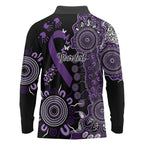 Memories Matter Alzheimers Awareness Personalised Long Sleeve Polo Shirt Aboriginal Ribbon Dot Painting