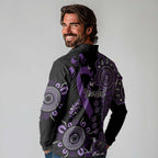 Memories Matter Alzheimers Awareness Personalised Long Sleeve Polo Shirt Aboriginal Ribbon Dot Painting