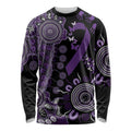 Memories Matter Alzheimers Awareness Personalised Long Sleeve Shirt Aboriginal Ribbon Dot Painting