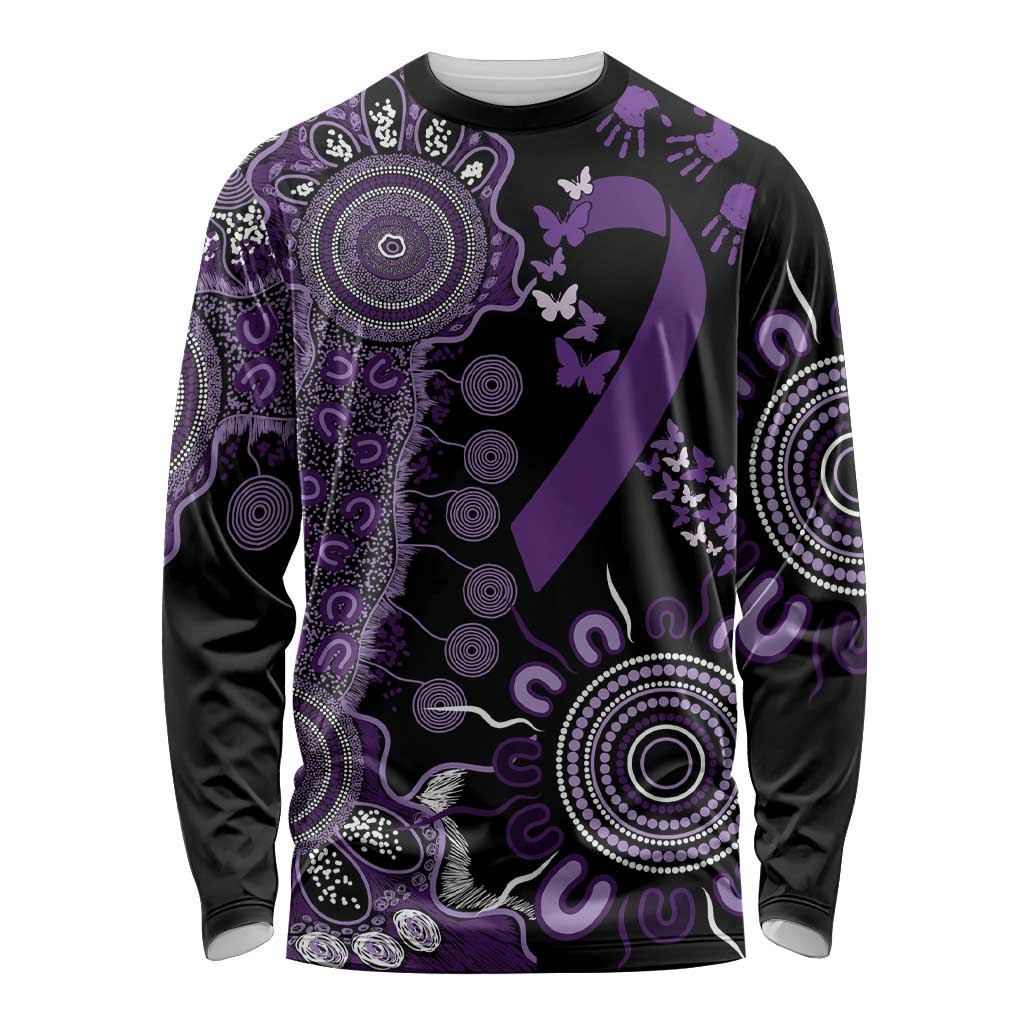Memories Matter Alzheimers Awareness Personalised Long Sleeve Shirt Aboriginal Ribbon Dot Painting
