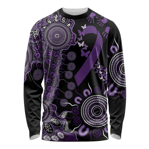 Memories Matter Alzheimers Awareness Personalised Long Sleeve Shirt Aboriginal Ribbon Dot Painting