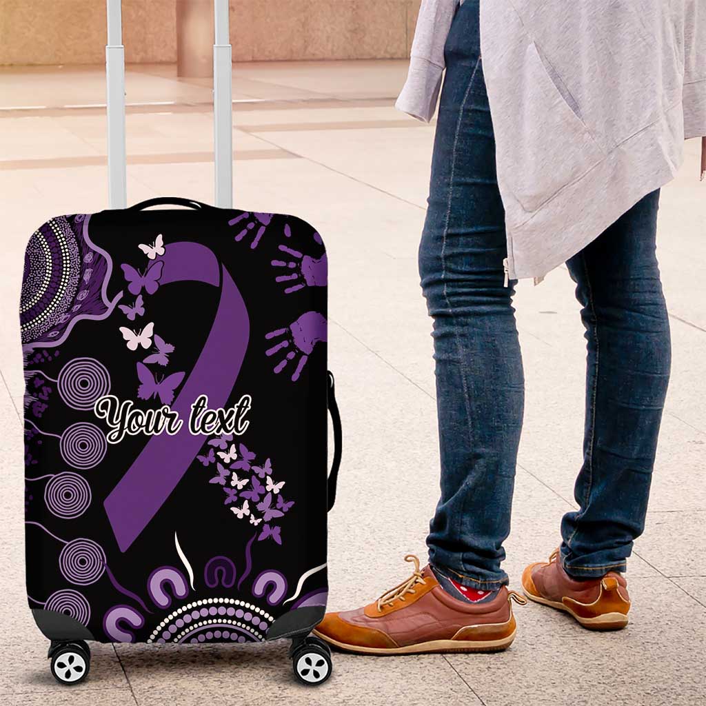 Memories Matter Alzheimers Awareness Personalised Luggage Cover Aboriginal Ribbon Dot Painting