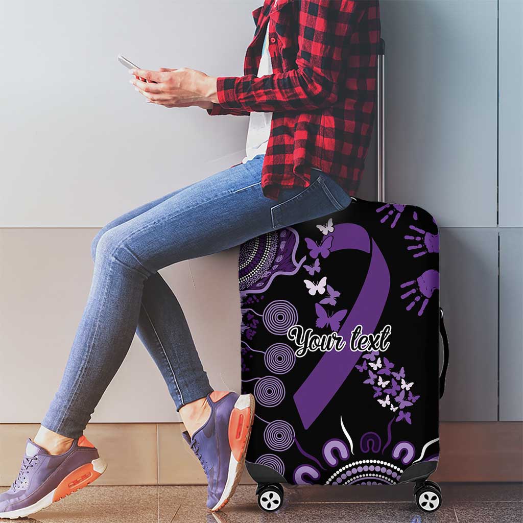 Memories Matter Alzheimers Awareness Personalised Luggage Cover Aboriginal Ribbon Dot Painting