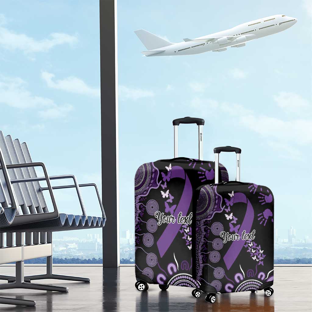 Memories Matter Alzheimers Awareness Personalised Luggage Cover Aboriginal Ribbon Dot Painting