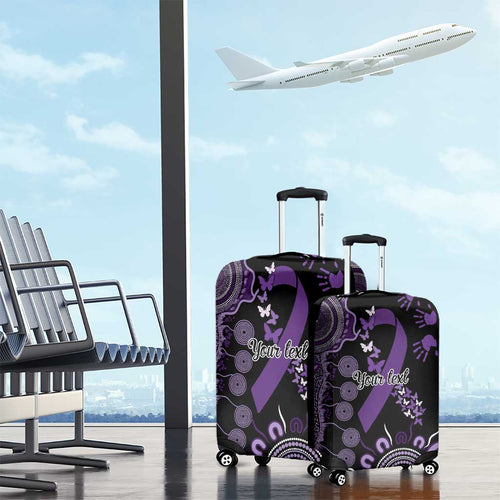 Memories Matter Alzheimers Awareness Personalised Luggage Cover Aboriginal Ribbon Dot Painting