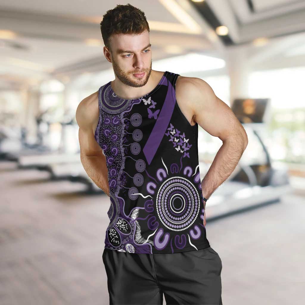 Memories Matter Alzheimers Awareness Personalised Men Tank Top Aboriginal Ribbon Dot Painting