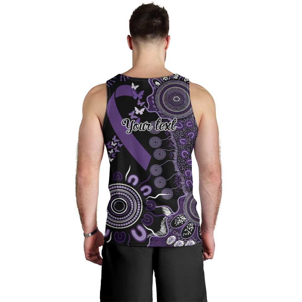 Memories Matter Alzheimers Awareness Personalised Men Tank Top Aboriginal Ribbon Dot Painting