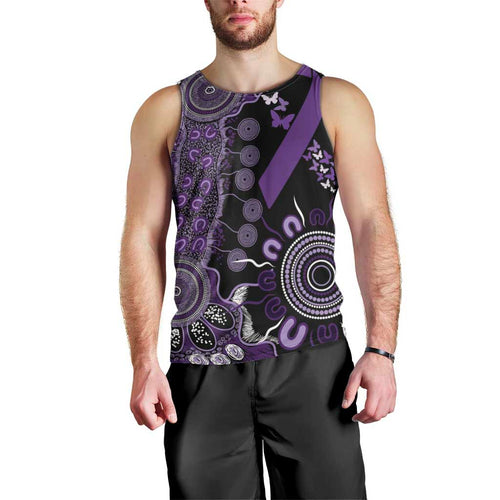 Memories Matter Alzheimers Awareness Personalised Men Tank Top Aboriginal Ribbon Dot Painting