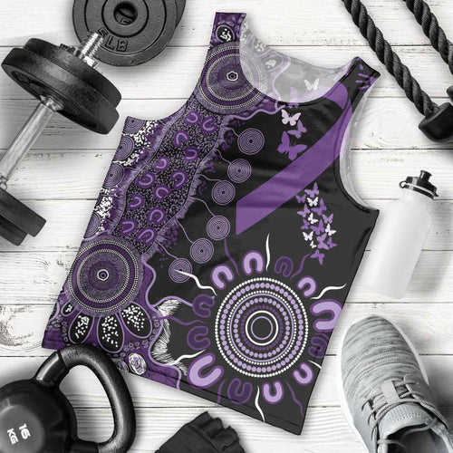 Memories Matter Alzheimers Awareness Personalised Men Tank Top Aboriginal Ribbon Dot Painting