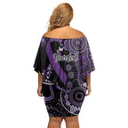 Memories Matter Alzheimers Awareness Personalised Off Shoulder Short Dress Aboriginal Ribbon Dot Painting