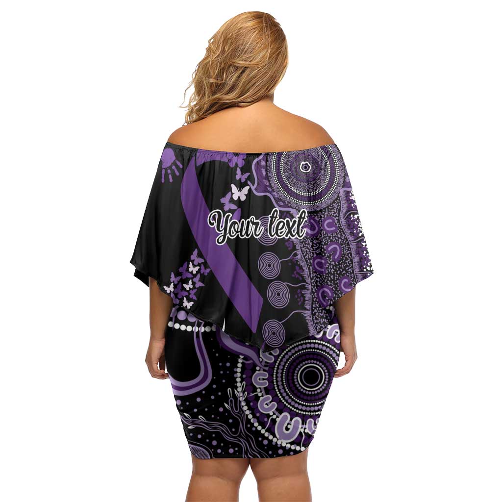 Memories Matter Alzheimers Awareness Personalised Off Shoulder Short Dress Aboriginal Ribbon Dot Painting