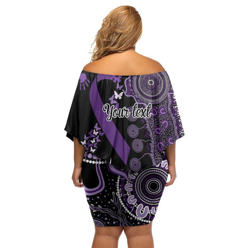 Memories Matter Alzheimers Awareness Personalised Off Shoulder Short Dress Aboriginal Ribbon Dot Painting
