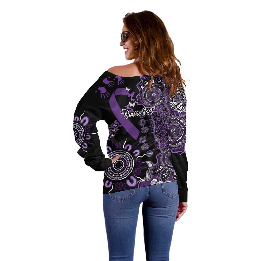 Memories Matter Alzheimers Awareness Personalised Off Shoulder Sweater Aboriginal Ribbon Dot Painting