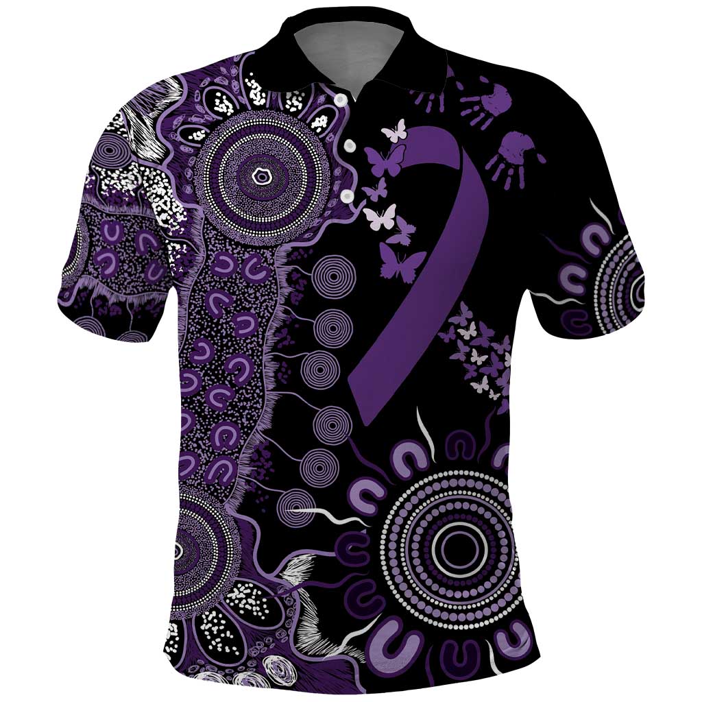 Memories Matter Alzheimers Awareness Personalised Polo Shirt Aboriginal Ribbon Dot Painting