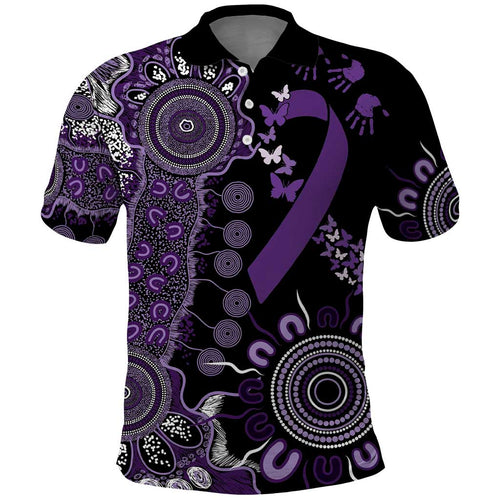 Memories Matter Alzheimers Awareness Personalised Polo Shirt Aboriginal Ribbon Dot Painting