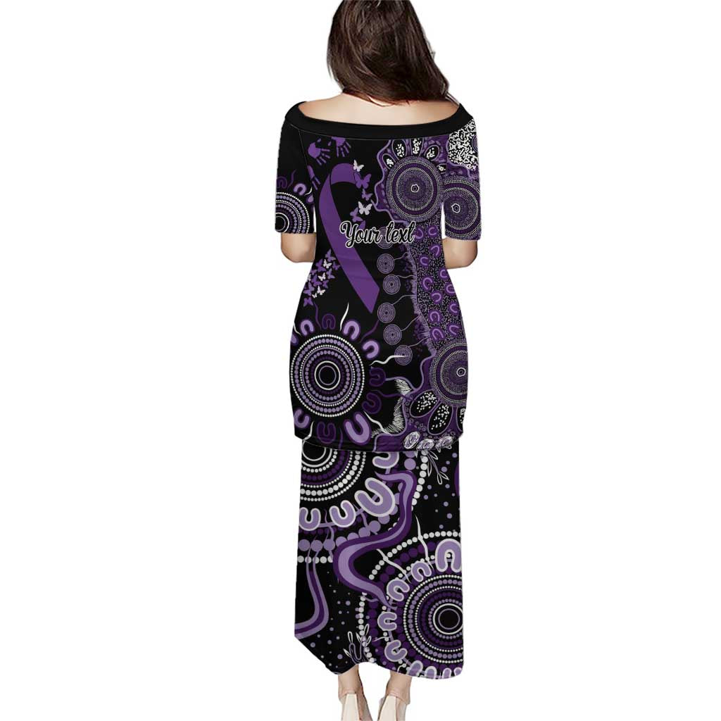 Memories Matter Alzheimers Awareness Personalised Puletasi Aboriginal Ribbon Dot Painting