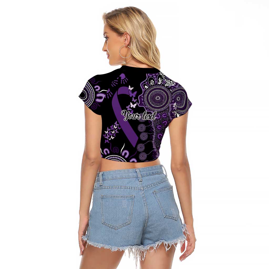 Memories Matter Alzheimers Awareness Personalised Raglan Cropped T Shirt Aboriginal Ribbon Dot Painting