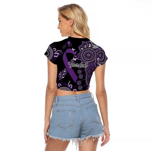 Memories Matter Alzheimers Awareness Personalised Raglan Cropped T Shirt Aboriginal Ribbon Dot Painting