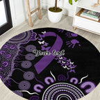 Memories Matter Alzheimers Awareness Personalised Round Carpet Aboriginal Ribbon Dot Painting