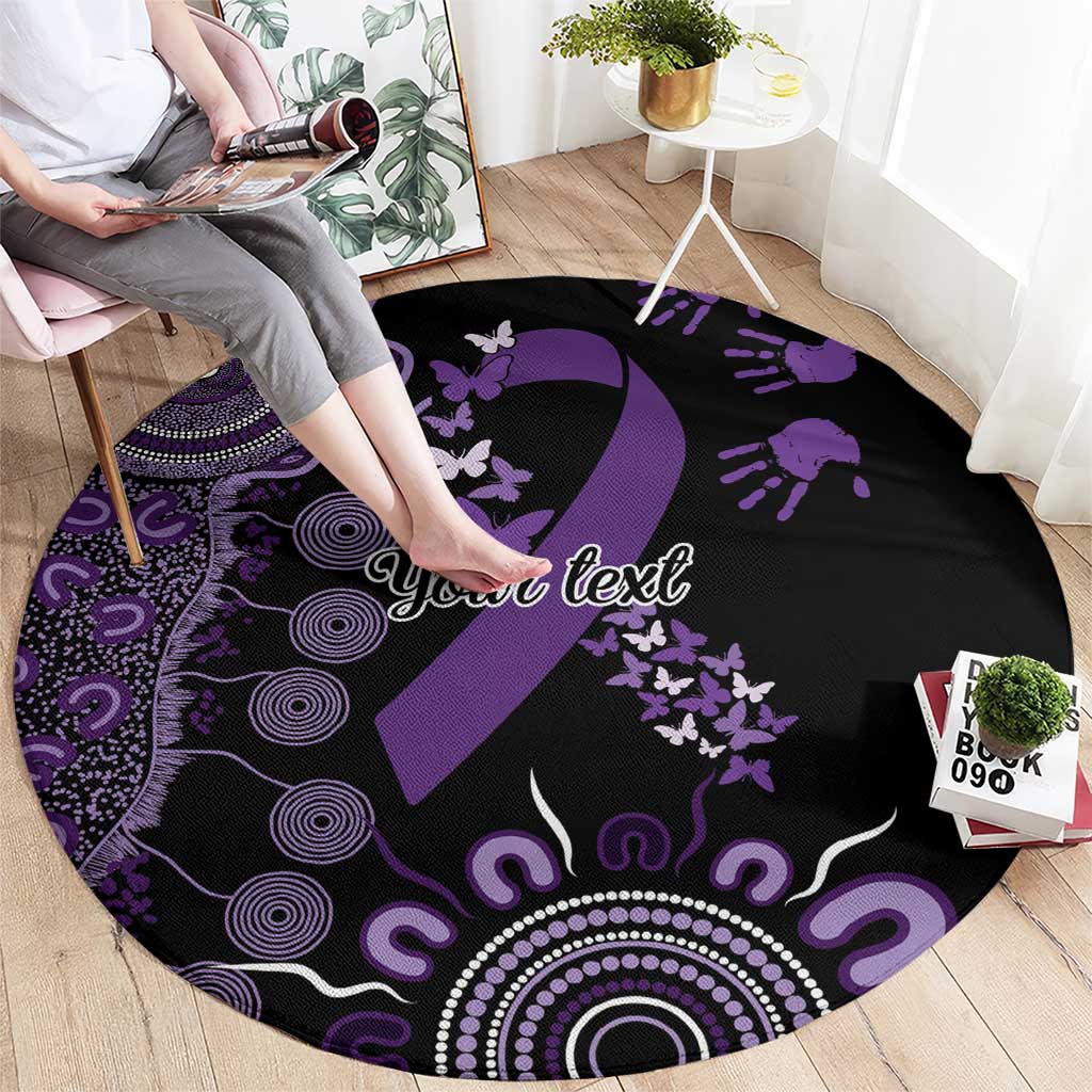 Memories Matter Alzheimers Awareness Personalised Round Carpet Aboriginal Ribbon Dot Painting