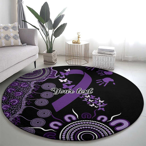 Memories Matter Alzheimers Awareness Personalised Round Carpet Aboriginal Ribbon Dot Painting